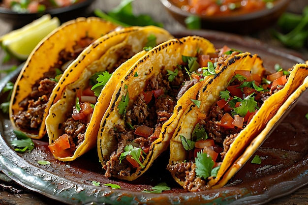 a plate of taco that has the word taco on it