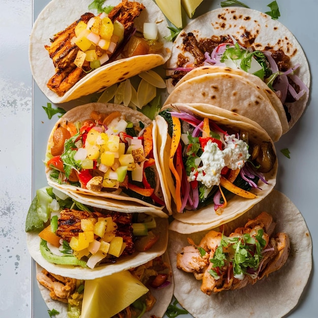 a plate of taco a variety of taco and a variety of tacos