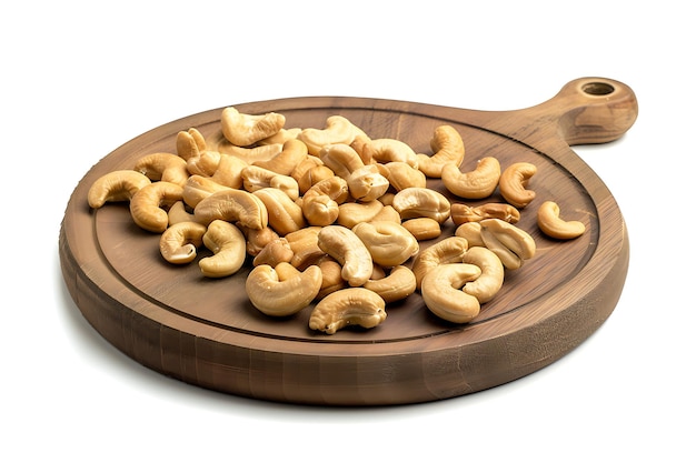 Photo plate of tasty cashew with on white background