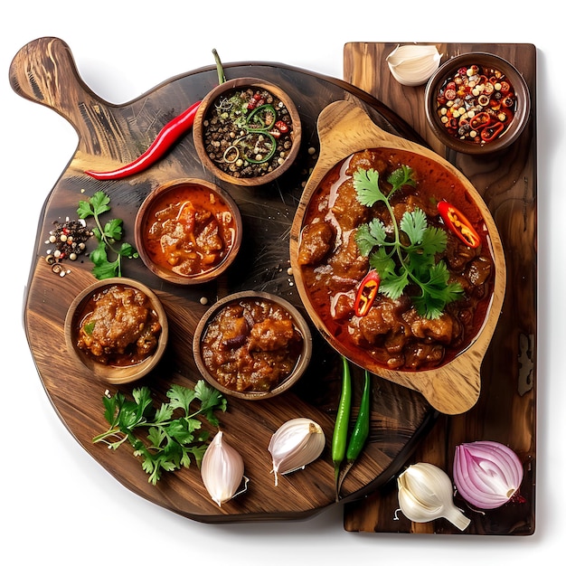 Plate of tasty Gatta Curry with on white background