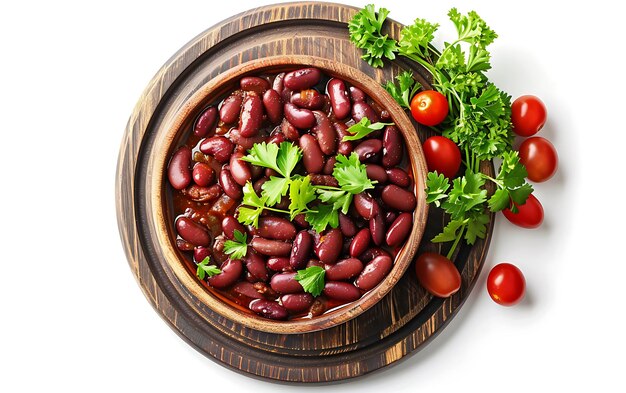 Photo plate of tasty rajma with on white background