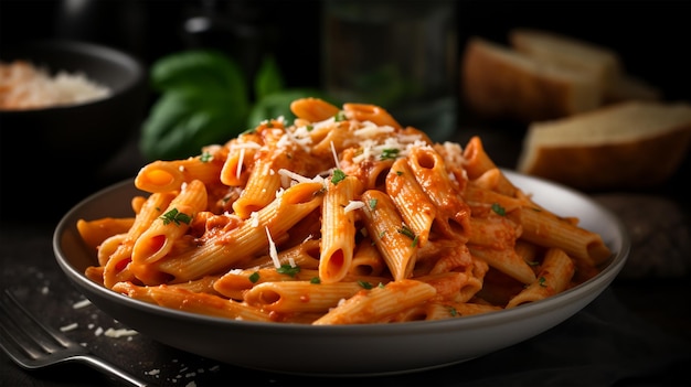 A plate of tomato sauce pasta with cheese