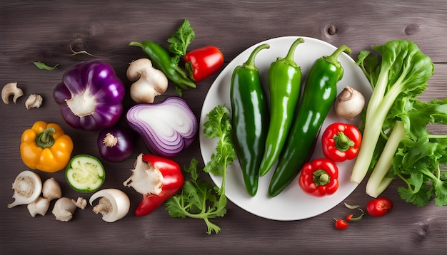 a plate of vegetables including onions peppers and mushrooms