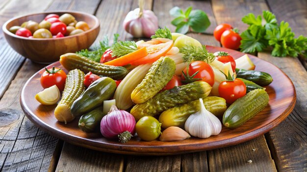 a plate of vegetables including tomatoes cucumbers and other vegetables