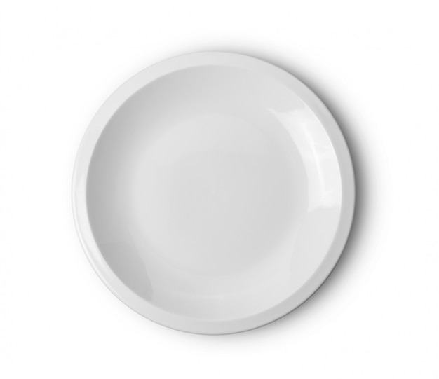 Plate on white surface. top view