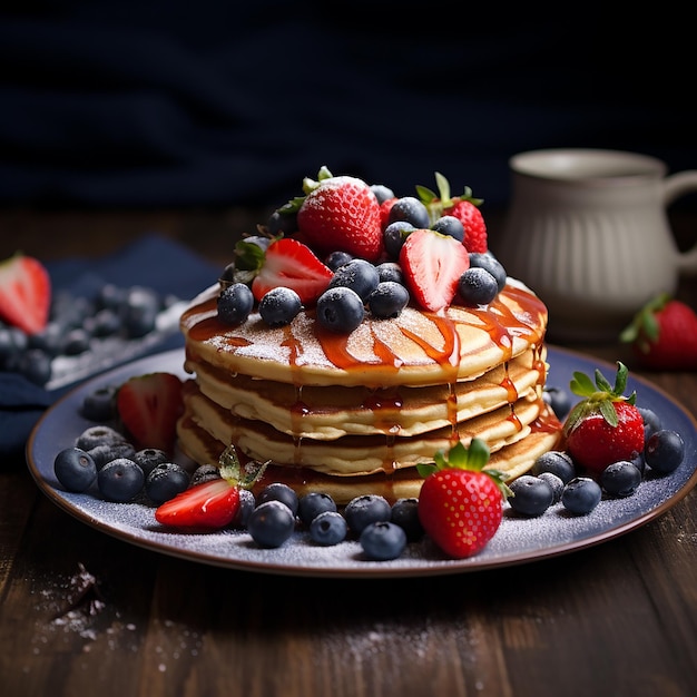 Plate with Blueberries and Strawberries