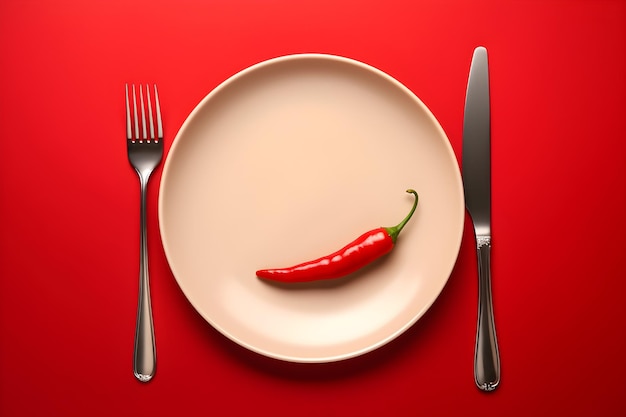 A plate with a chili pepper on it