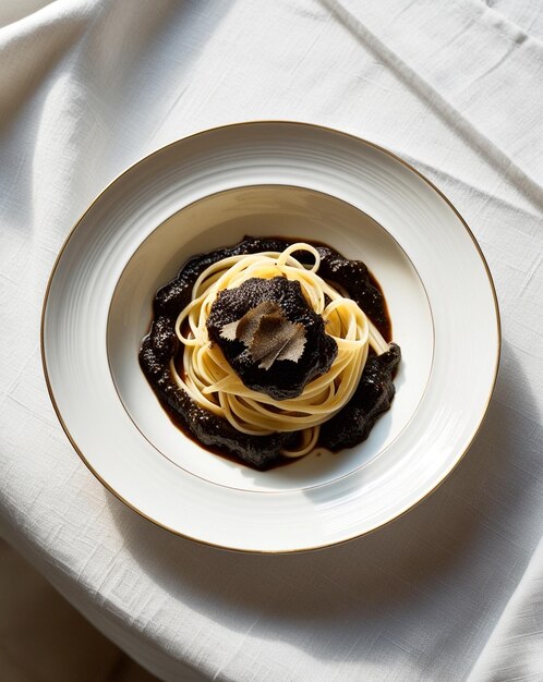 a plate with a cupcake with blueberries and a black bean