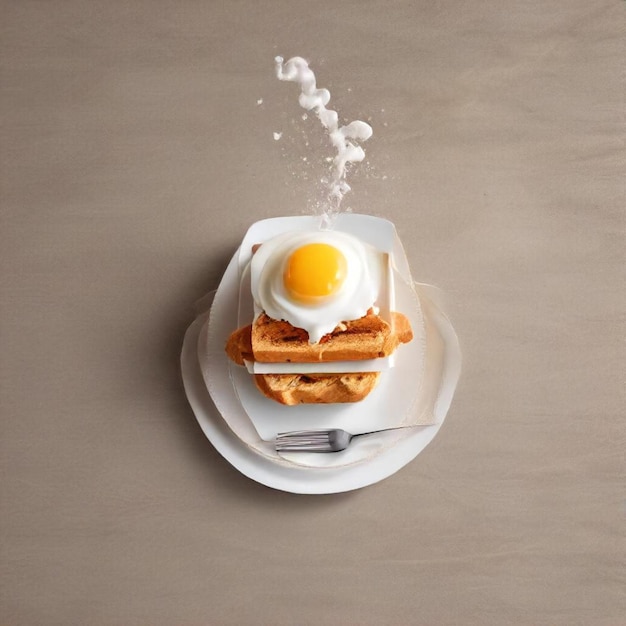 Photo a plate with an egg and toast on it