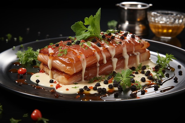 A Plate with a GoldenBrown Feuille Pastry