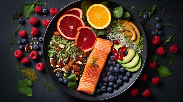 plate with healthy food tasty healthy food diet Concept of healthy eating