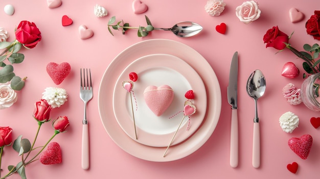 a plate with a heart and a plate of cutlery on it