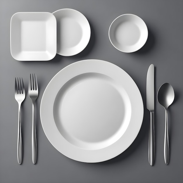 a plate with a knife fork and spoon on it