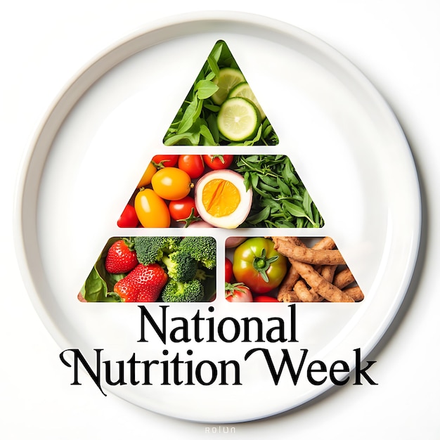 a plate with a logo for national healthy diet