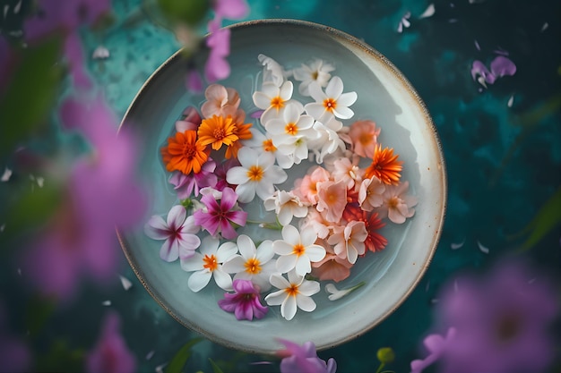 Plate with a Lot of Flowers on It Captured in the Wild