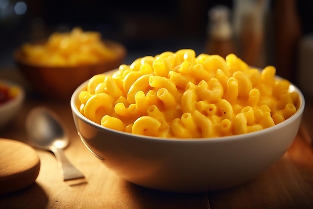 A plate with macaroni and cheese