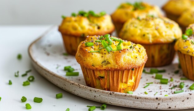 Photo a plate with muffins on it that has been placed on a plate