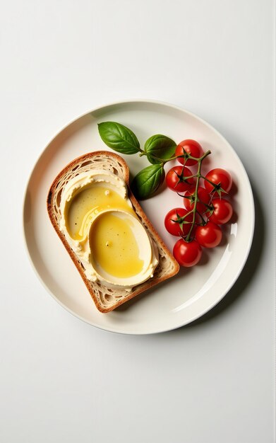 Photo a plate with a sandwich and tomatoes on it