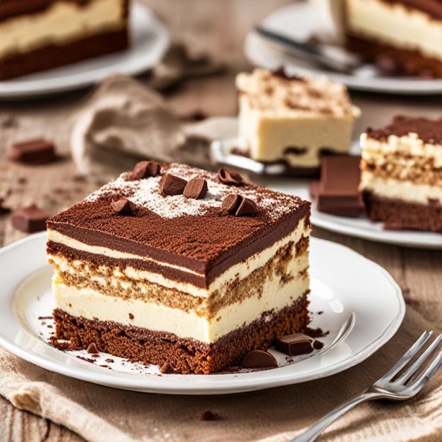 a plate with a slice of cake on it with a fork