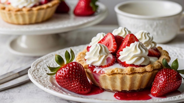 a plate with strawberries and strawberries on it