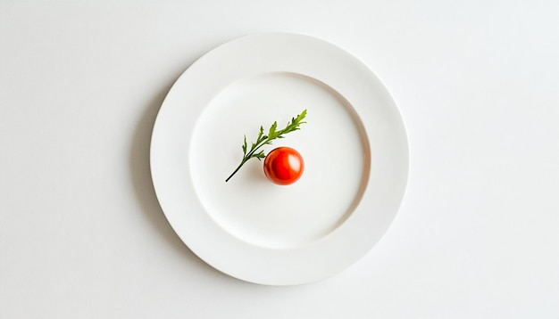 Photo a plate with a tomato on it and a tomato on it