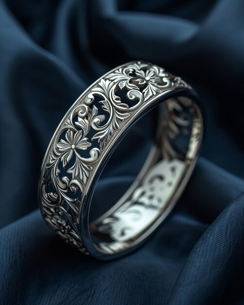 Platinum Bracelet With Intricate Carvings A Background