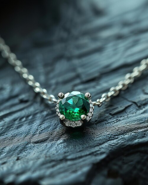 Platinum Necklace With A Single Emerald Wallpaper