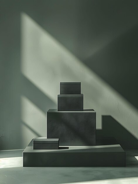 Photo platinum square box on a leather podium with a smooth textur inspired nature backdrop stand decor