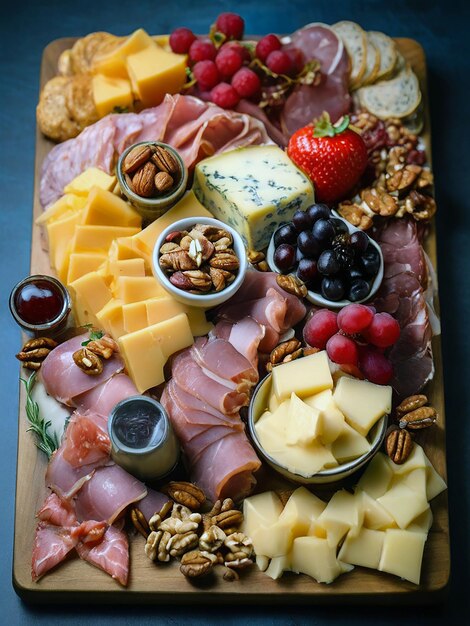 Photo a platter of charcuterie and cheese