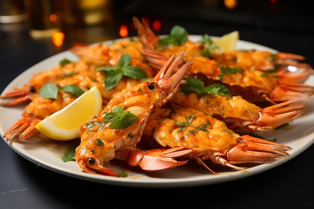 A platter of grilled langoustines with garlic b Seafood Photos 1582jpg