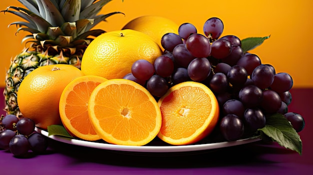 Platter purple and yellow background