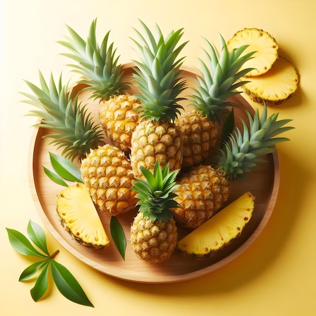 A platter of refreshing pineapples a tropical delight to enjoy during the summer season isolated o