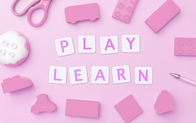 Play and Learn with toy and objects for child education concept