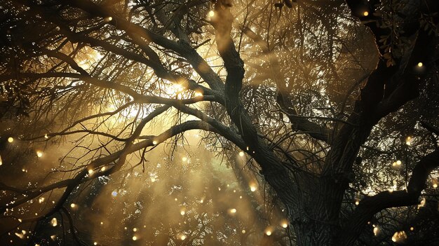 Play with light filtering through branches