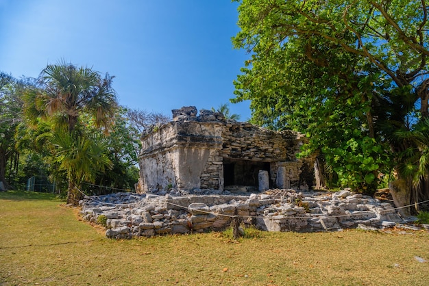 Playacar Mayan ruins in the forest park in Playa del Carmen Yucatan Mexico