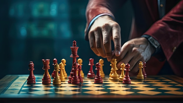 Player contemplating chess move