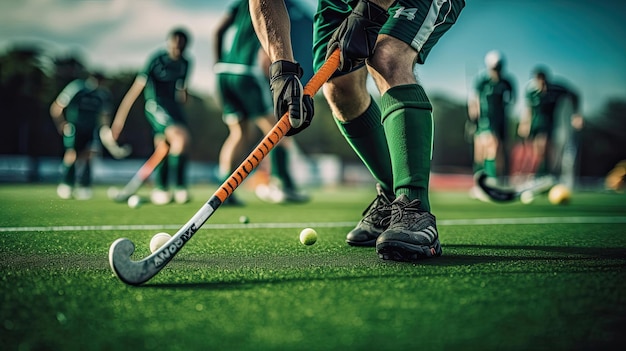 Player prepares for a penalty stroke in field hockey