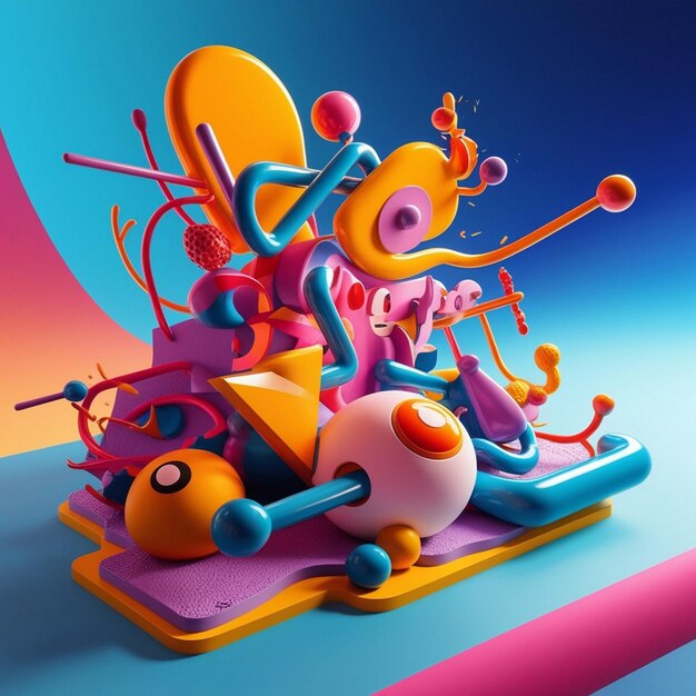 Photo playful 3d cartoon characters in a vibrant stylized world