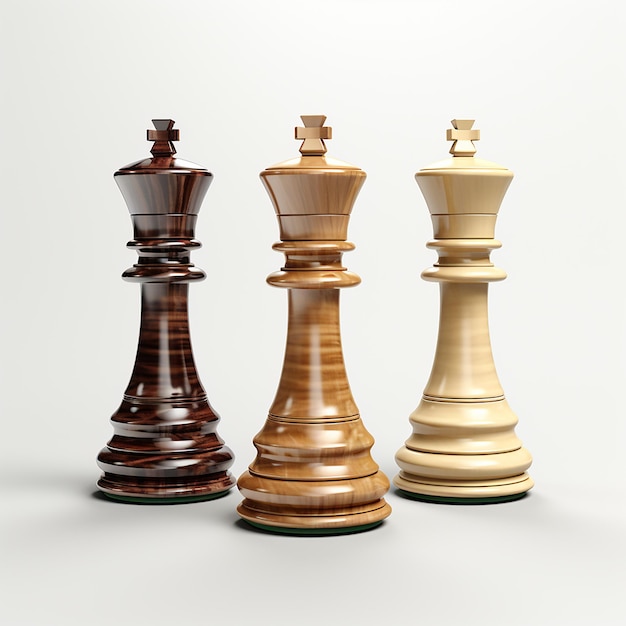 Playful 3D Cartoon Chess Pieces on White Background