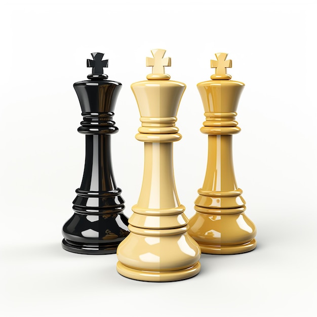 Playful 3D Cartoon Chess Pieces on White Background