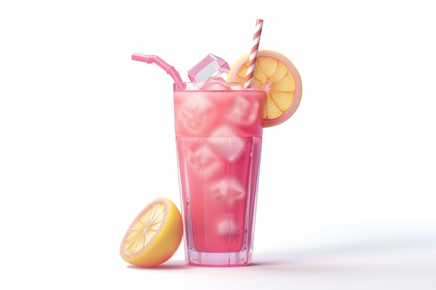 Playful 3D Cartoon Drinks on White Background