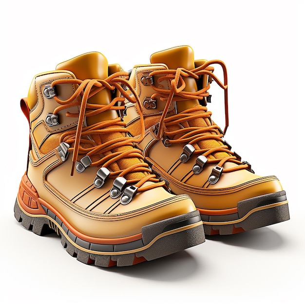 Playful 3D Cartoon Hiking Boots on White Background