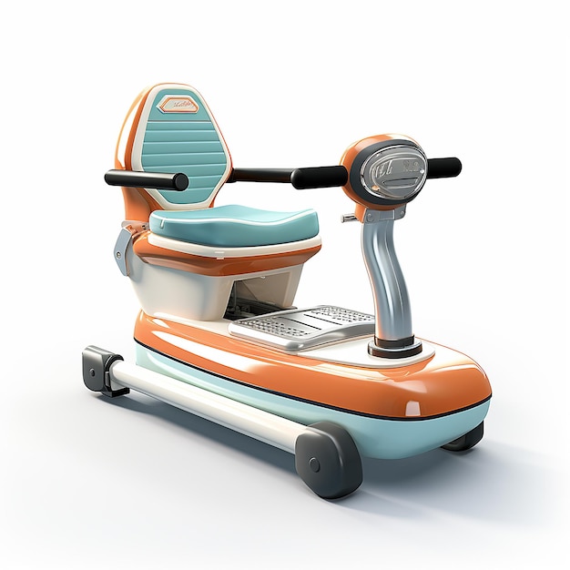 Playful 3D Cartoon Rowing Machine on White Background