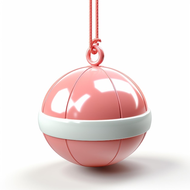 Playful 3D Cartoon Tetherball on White Background