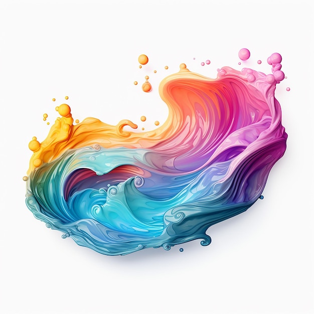 Playful 3D Cartoon Watercolor Paints on White Background