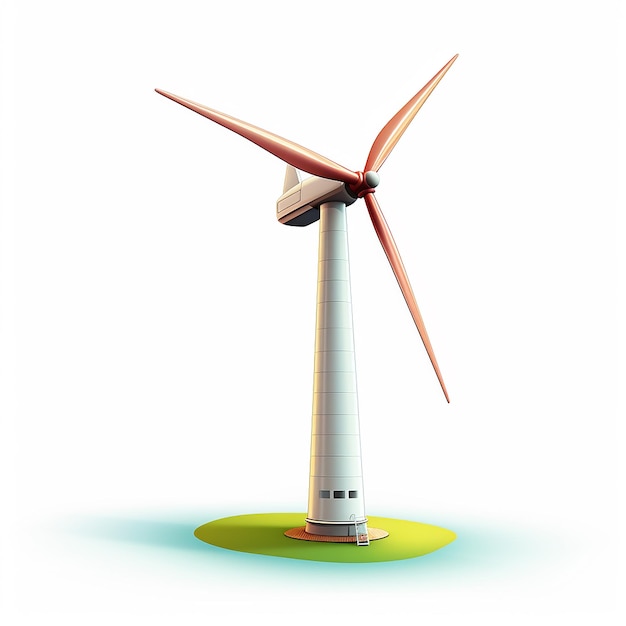 Playful 3D Cartoon Wind Turbine on White Background