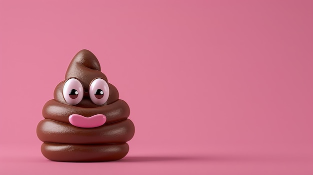 Photo playful 3d rendering of poop emoji on a vibrant pink background with glossy finish