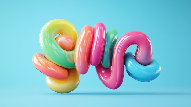 A playful 3D typography design where the letters appear to be squishy almost like balloons arranged in a curved flowing manner