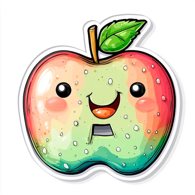 Photo playful apple cartoon sticker