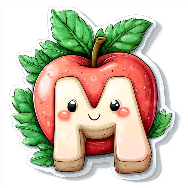 Photo playful apple cartoon sticker